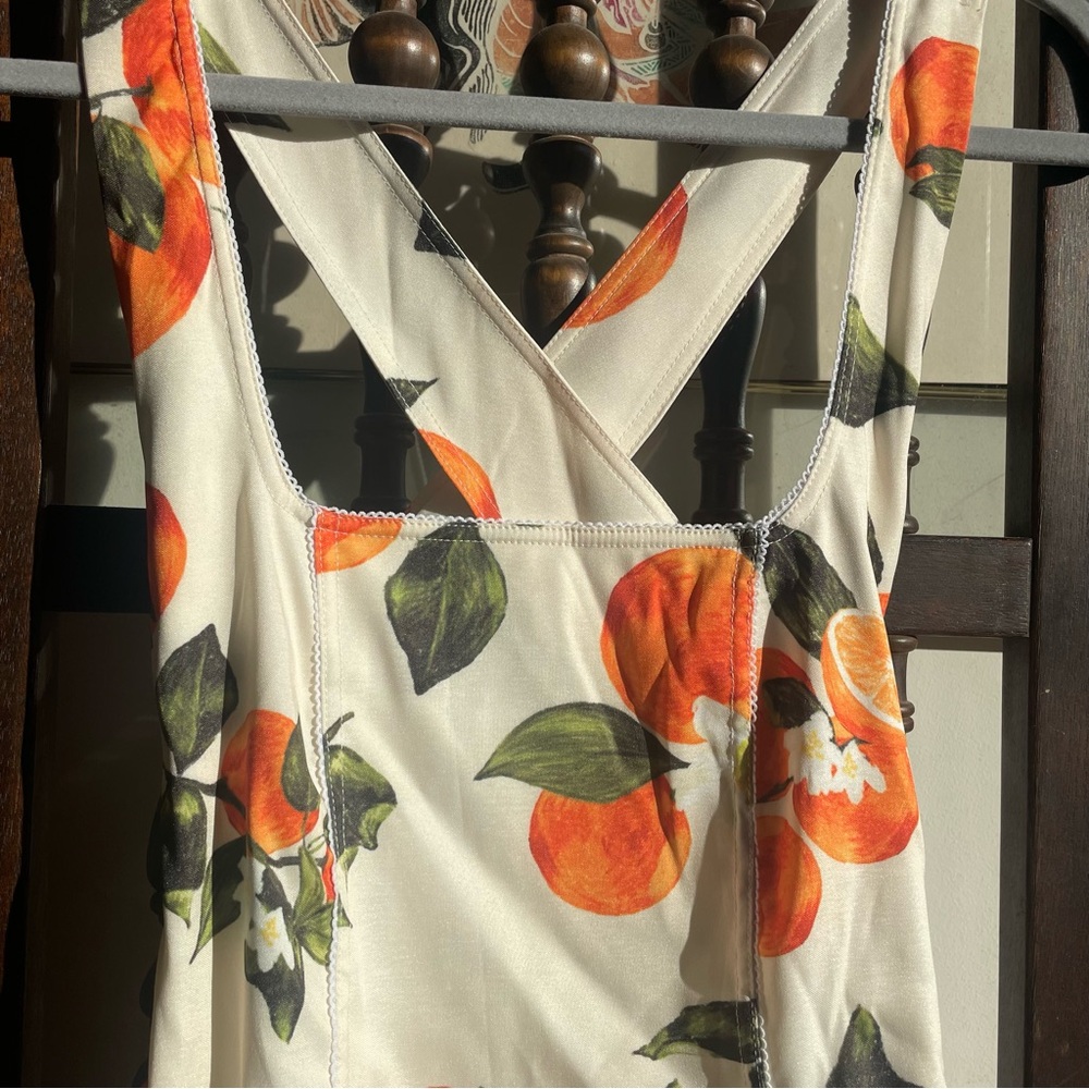 Zara Cream Mini Dress with Orange & Green Citrus Print - Picture 8 of 13